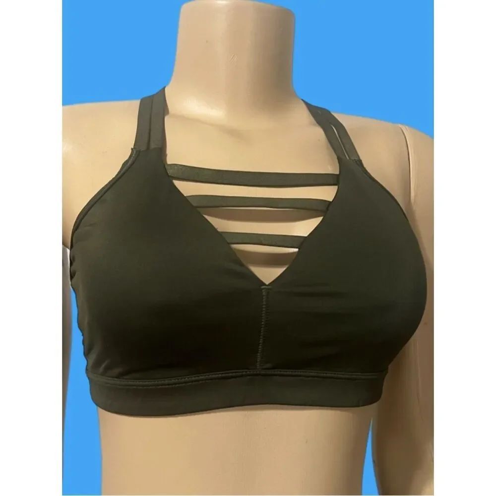 Victoria’s Secret Sport Lightly Lined Sexy Strappy front sports bra olive Small